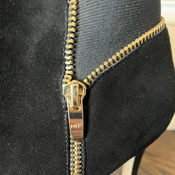 Marc Fischer 9.5 black heel gold zipper,3.5 inch leather/suede peep toe - Picture 6 of 14